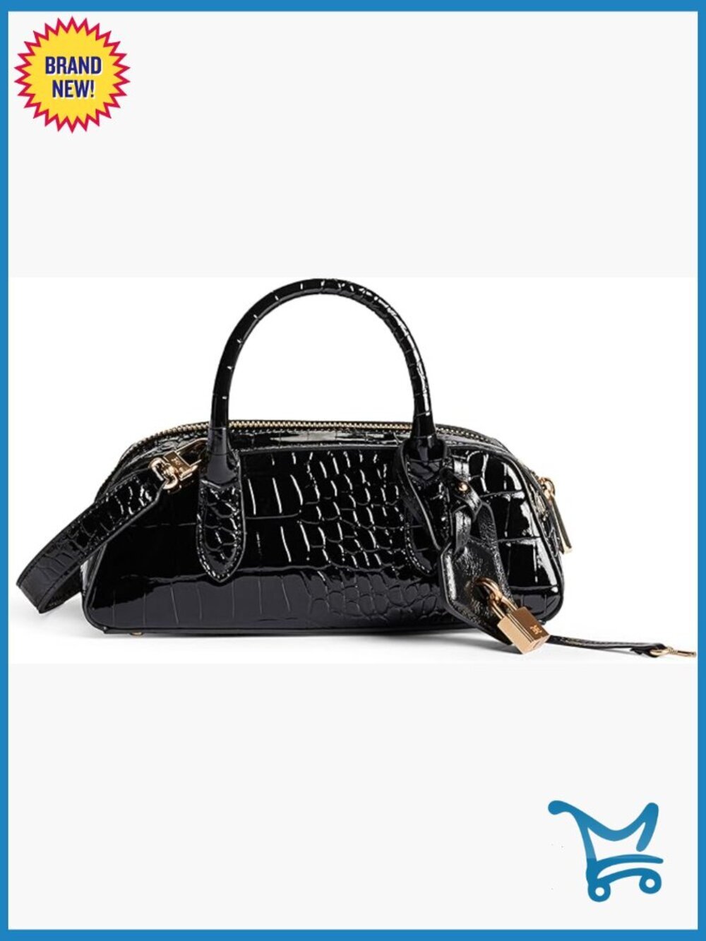 Mini Satchel Bag with Lock Charm, Double Zipper, Top Handle